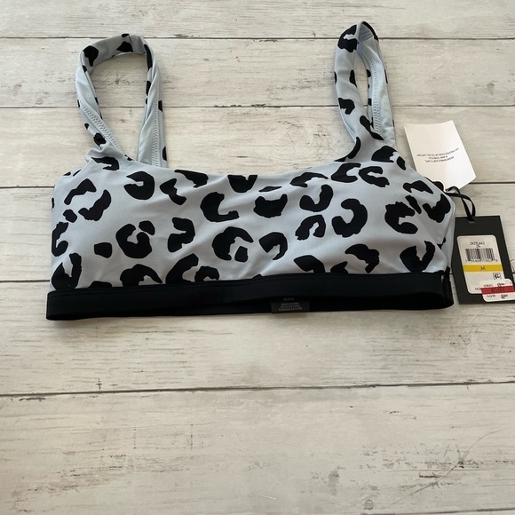 DKNY BLACK LEOPARD LIGHT BLUE Leopard-Print Bikini Swim Top - Picture 2 of 7